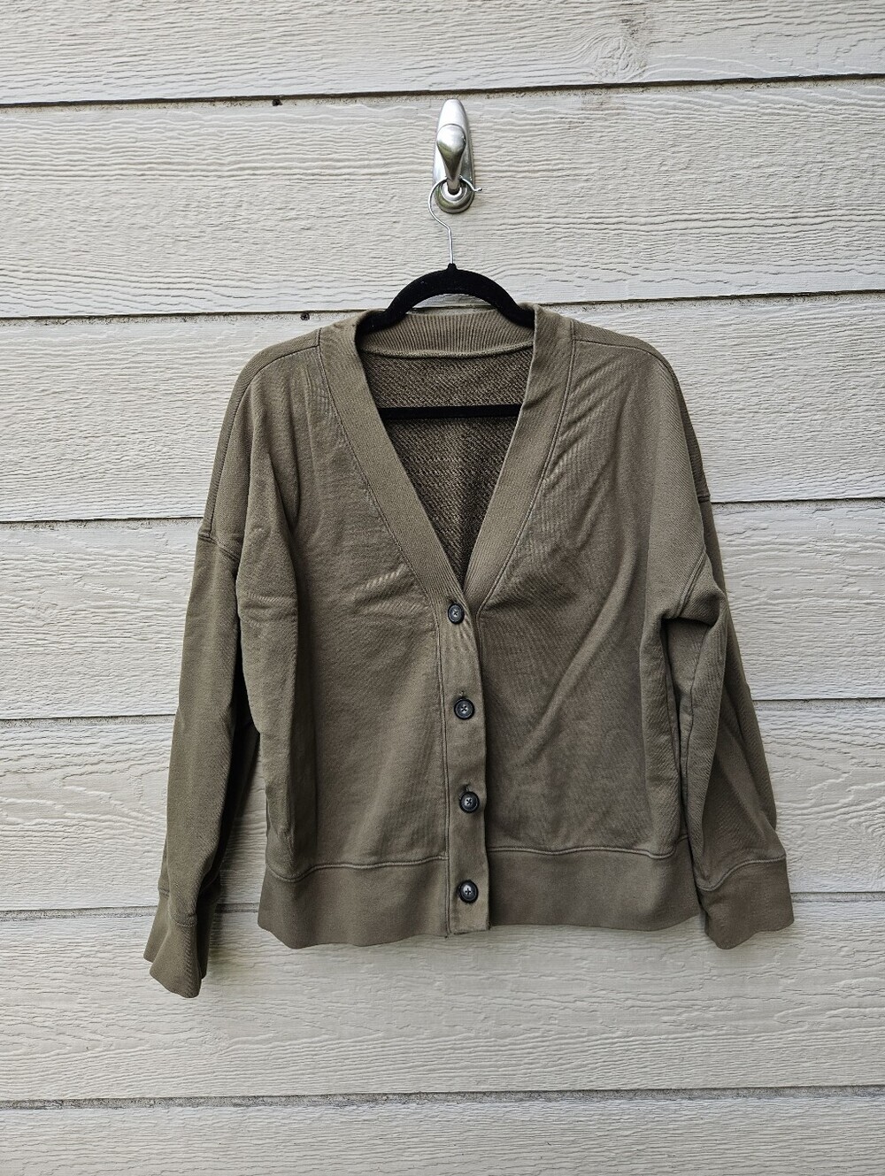 Madewell (Re)sourced Cotton Cardigan Sweatshirt in Kale SEE MEASUREMENTS L/XL